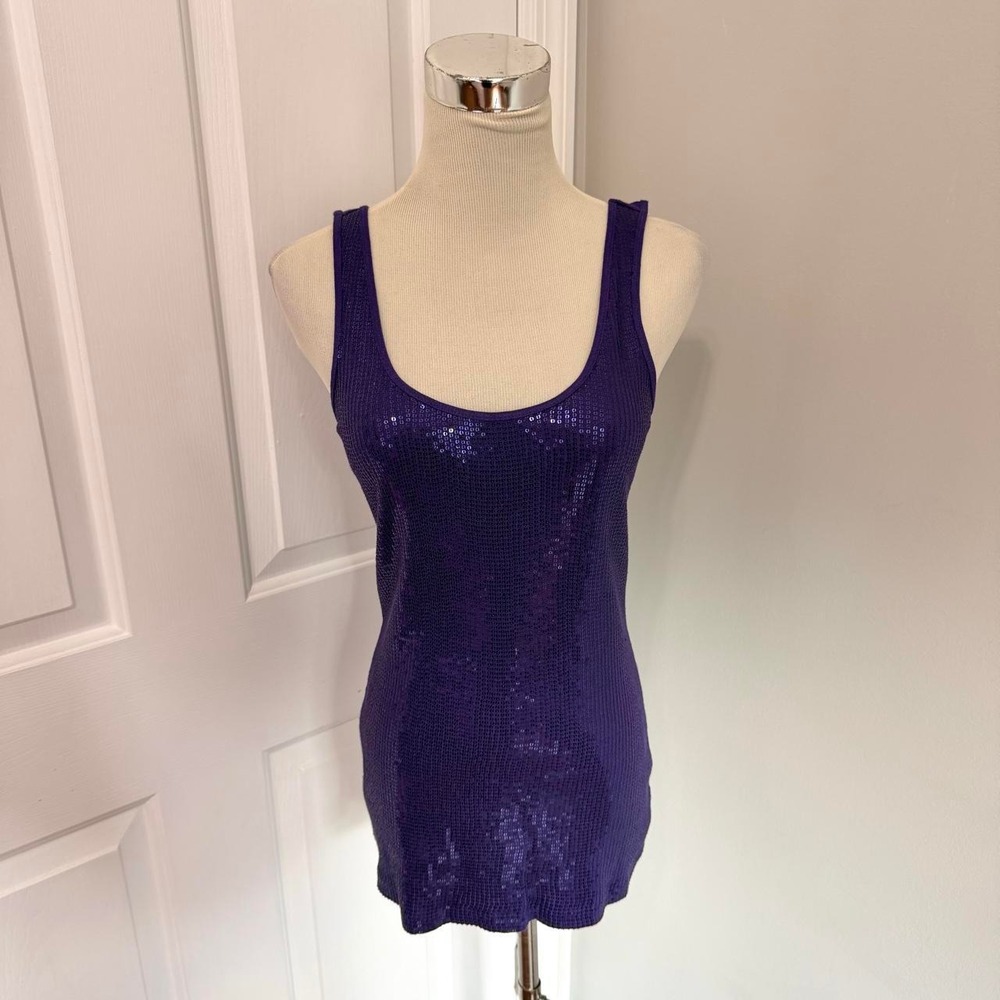 Y2K PURPLE EXPRESS SEQUIN TANK TOP